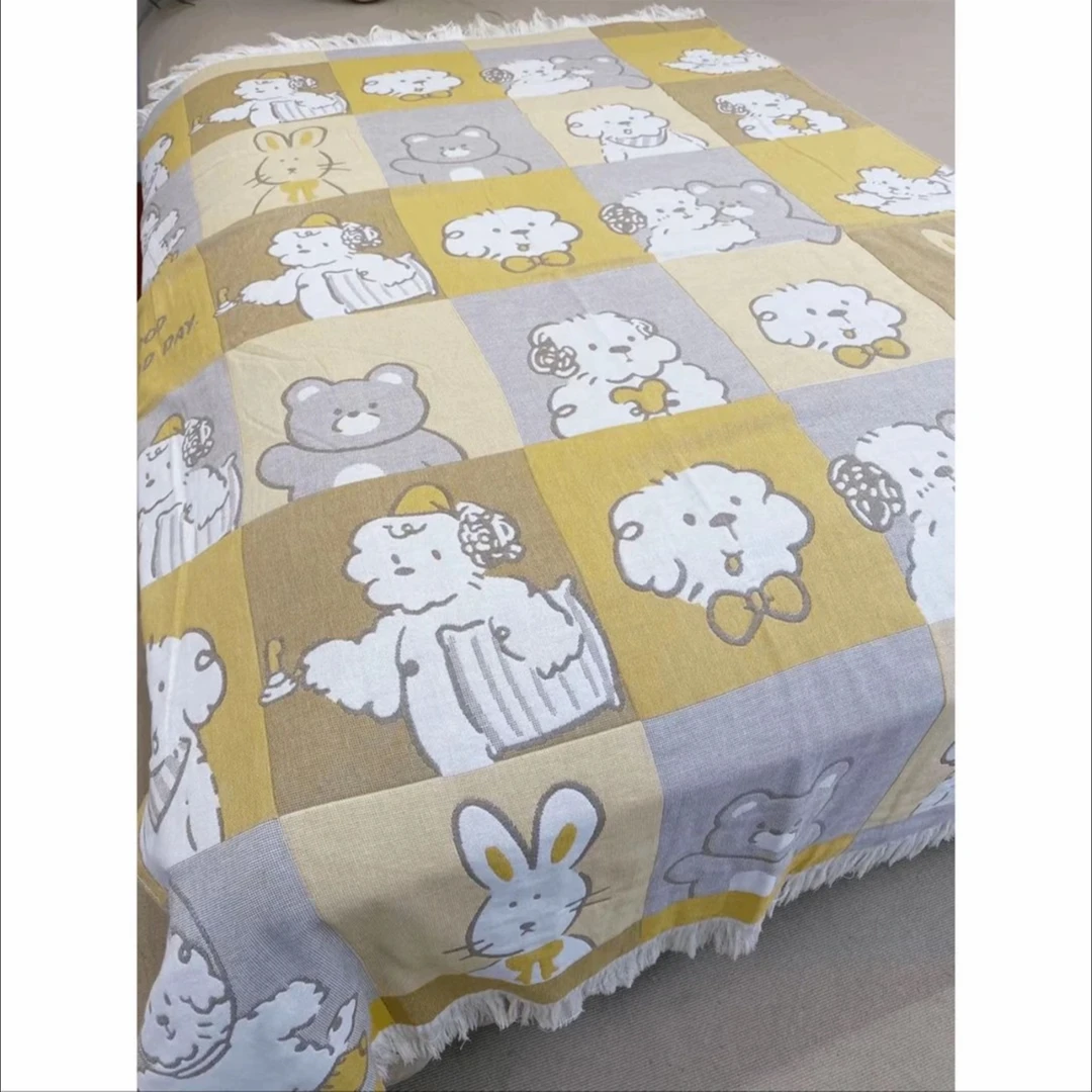 【毛绒狗】120*150cm流苏纯棉柔软舒适多功能毯