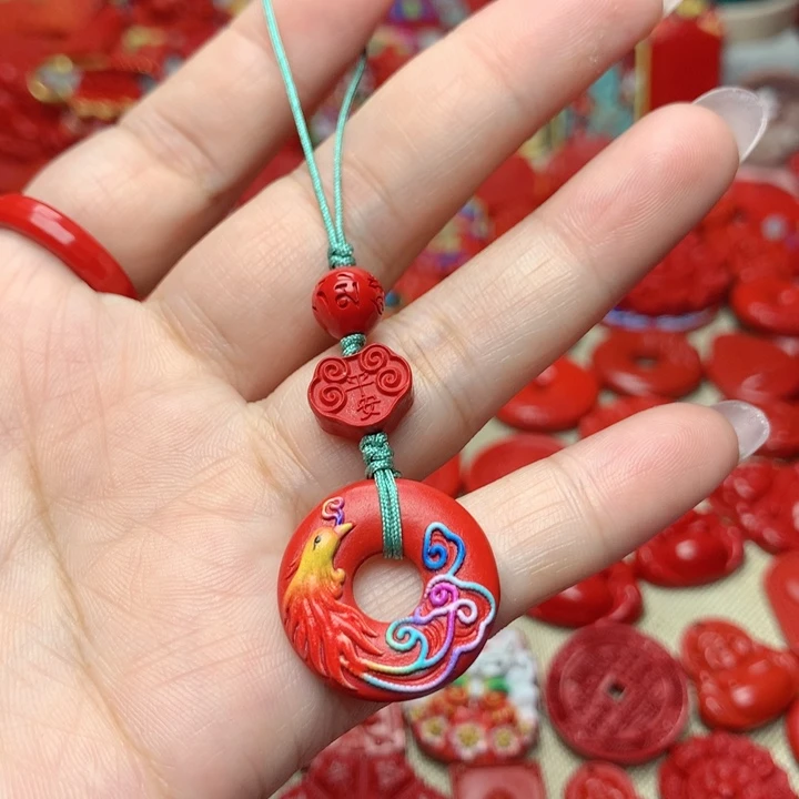 天然辰砂工艺品朱砂手机坠