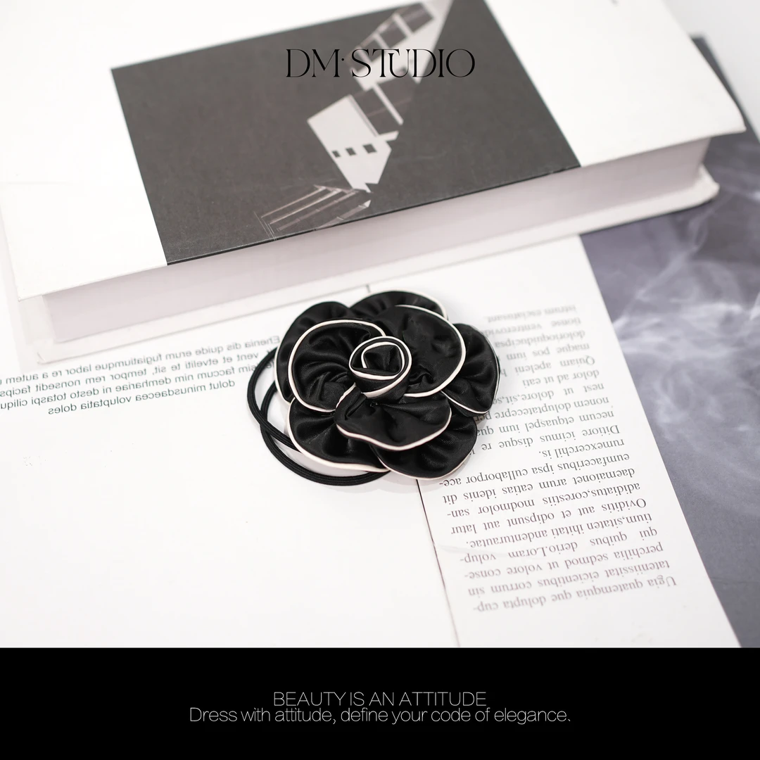 DEDM•STUDIO/气质韩系高级感小香风山茶花盘发马尾发圈发绳16345