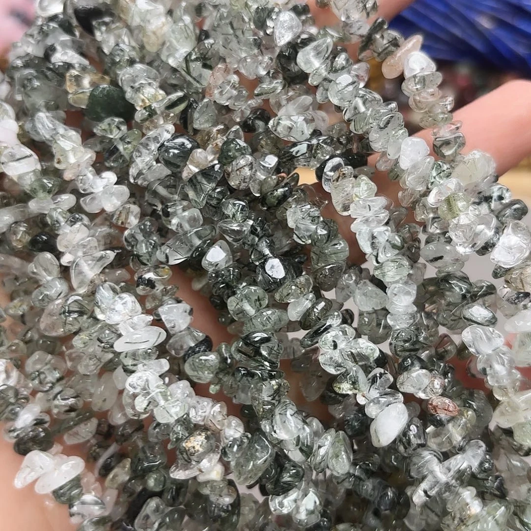 玛瑙/玉髓未镶嵌珠宝半成品5-8绿碧玺发碎石一条长75-8