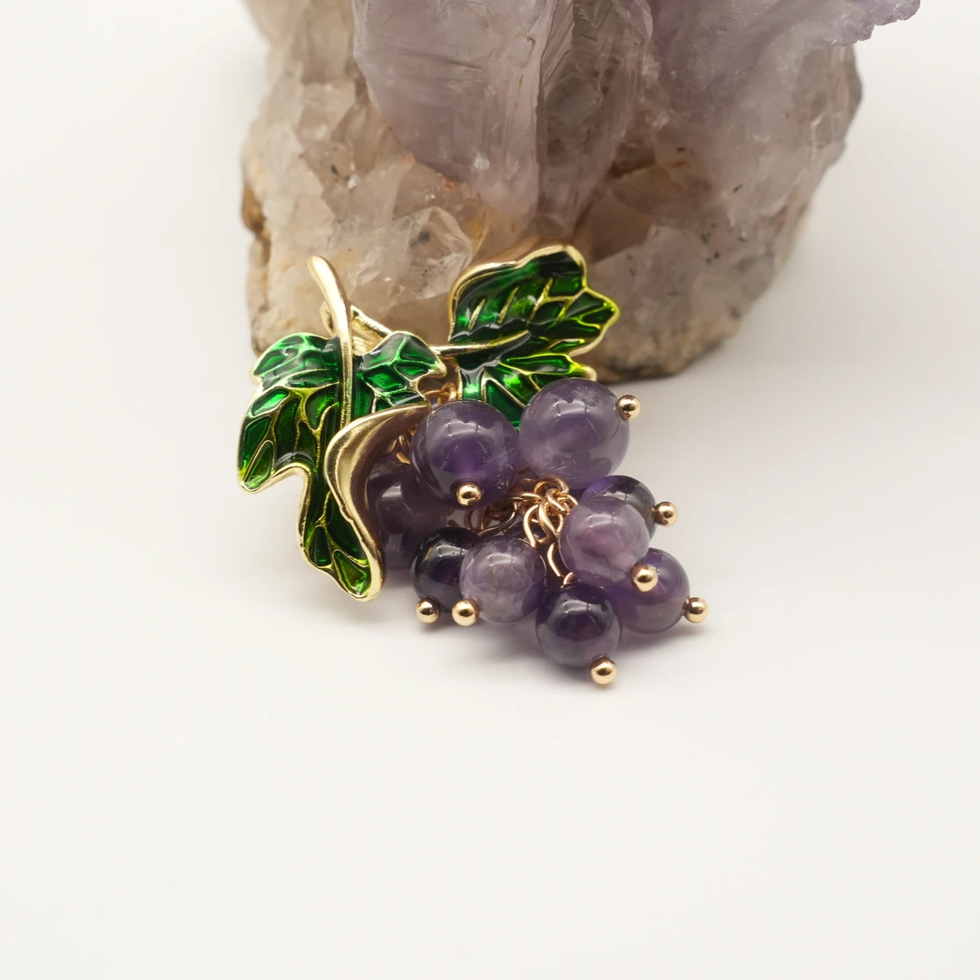 天然紫水晶动感智慧胸针精致百搭手作气质