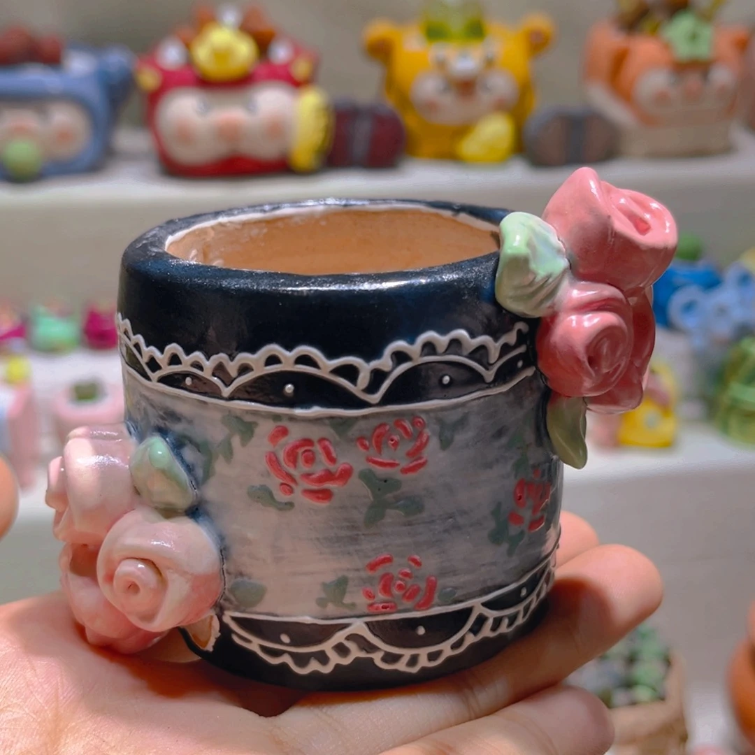 056纯手工制作重工盆盆