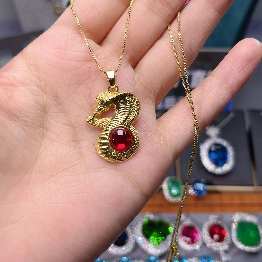 银S925镶嵌颈饰红宝石w 96