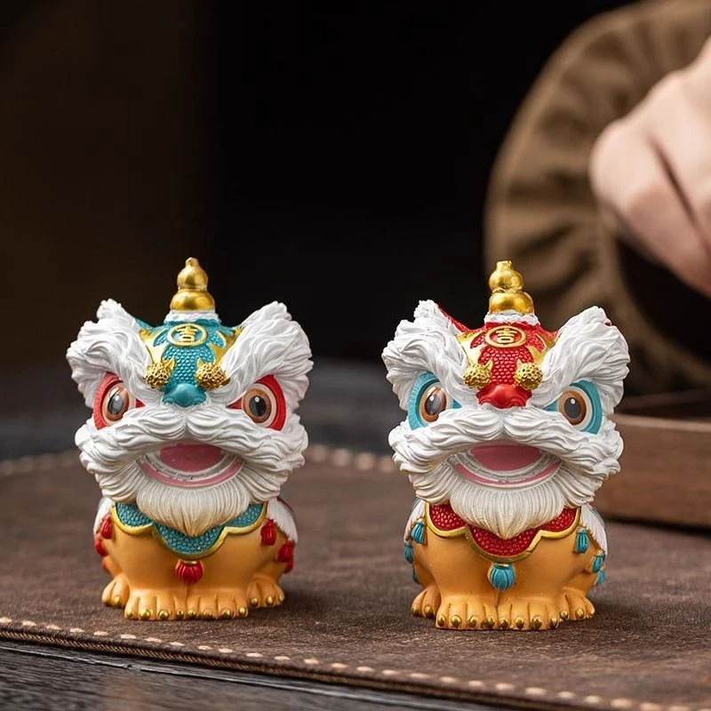 茶宠国潮醒狮摆件招财乔迁新居茶桌开业家居装饰客厅文创玄关舞狮