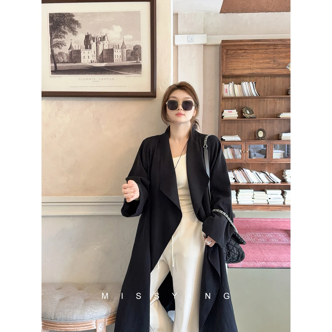 应小姐【波尔多古堡】微胖大码气质风宽松韩版时尚显瘦设计感长风衣