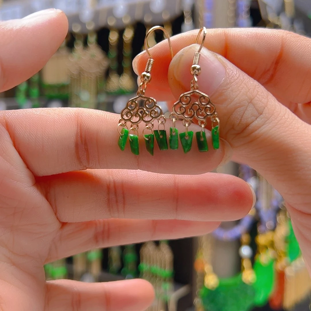 翡翠合金耳坠翡翠