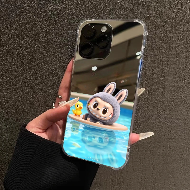 夏天labubu镜面手机壳适用苹果16promax小米151312VIVO华为Reno14
