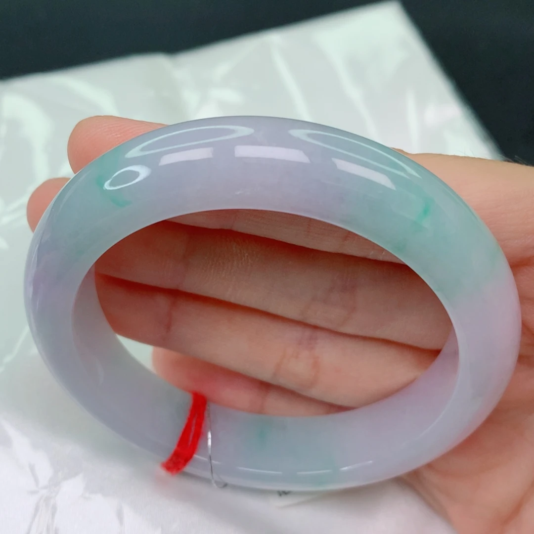 未镶嵌手镯翡翠55.5正圈，幻彩淡紫绿
