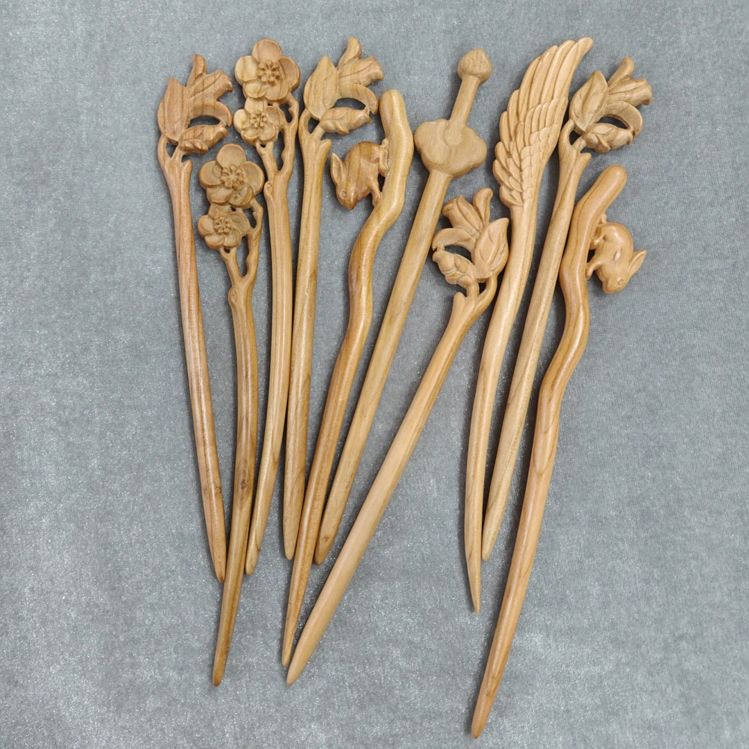 桃木簪子发簪实木女士传统饰品发饰发簪