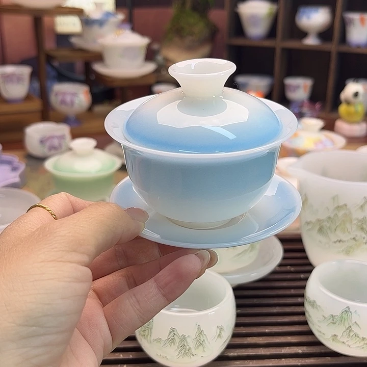 ୧***¼琉璃盖碗1个配2个杯子