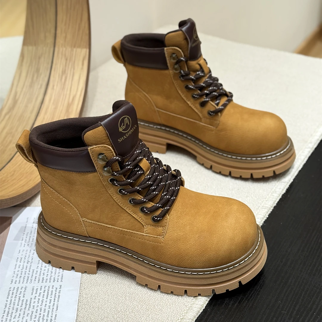 真皮潮流厚底帅气马丁靴女2025新款秋冬洋气超火机车短靴爆款单靴