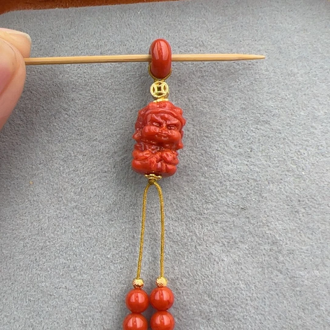 南红玛瑙满肉黄财神滴流10mm未镶嵌