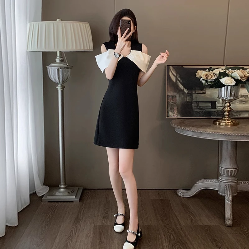 法式露肩连衣裙女夏季2025新款显瘦气质名媛减龄小个子超好看裙子