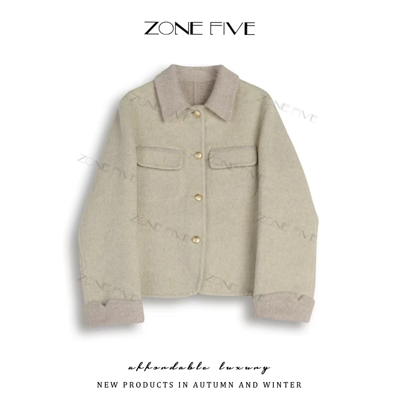 【zonefive】一衣两穿2025翻领小香风韩版外套2528
