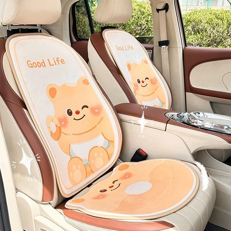 汽车坐垫短绒甜甜圈熊熊通用坐垫座椅可爱毛绒通用车载座垫秋冬款