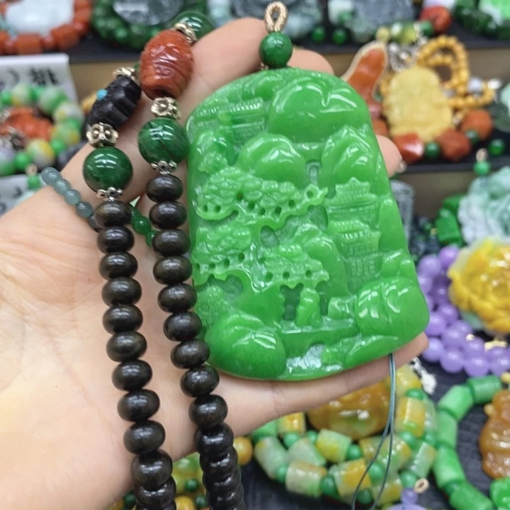 冰***子翡翠未镶嵌颈饰项链19