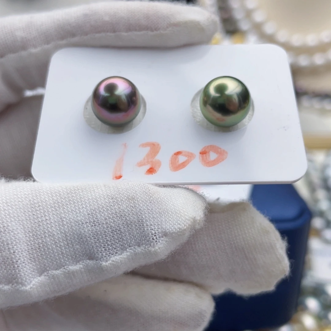 耳饰未镶嵌海水珍珠ab双色大溪地对珠