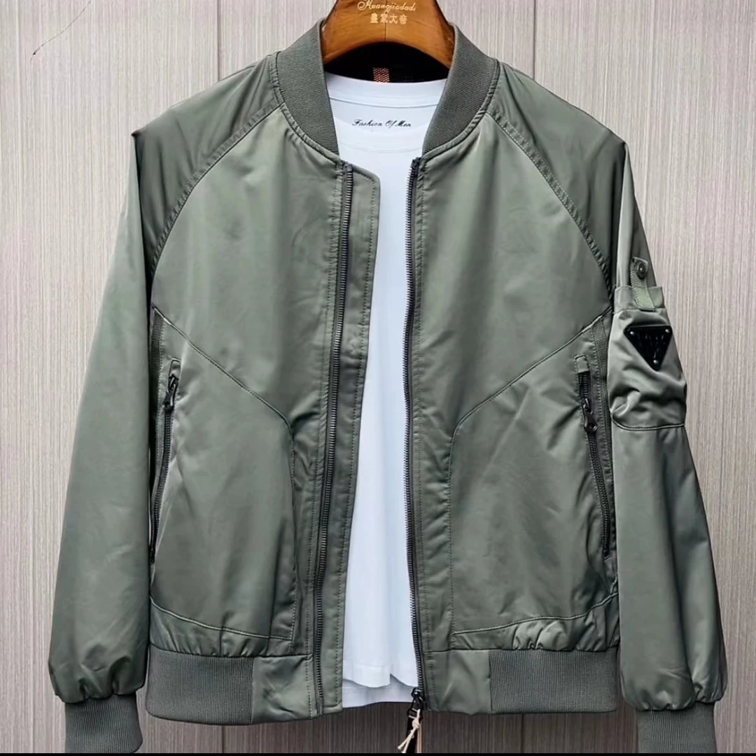 Q7-1男士高品质秋季棒球领纯色韩版休闲立领夹克外套短款百搭舒适