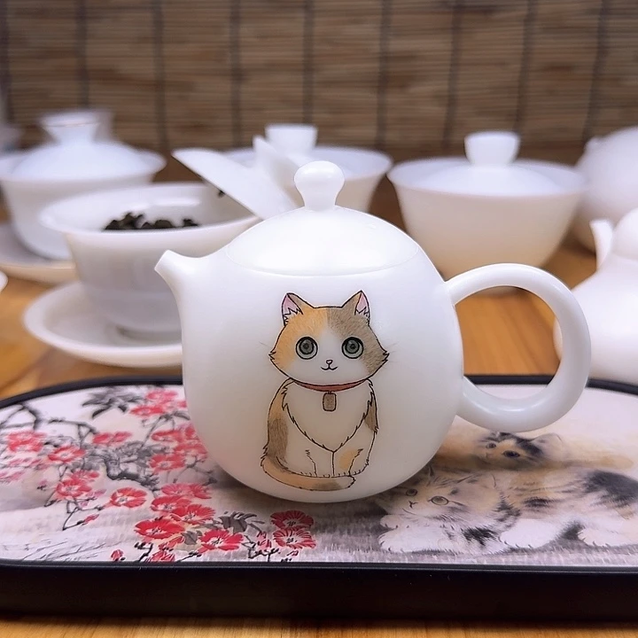 素烧高冰种手绘龙蛋壶