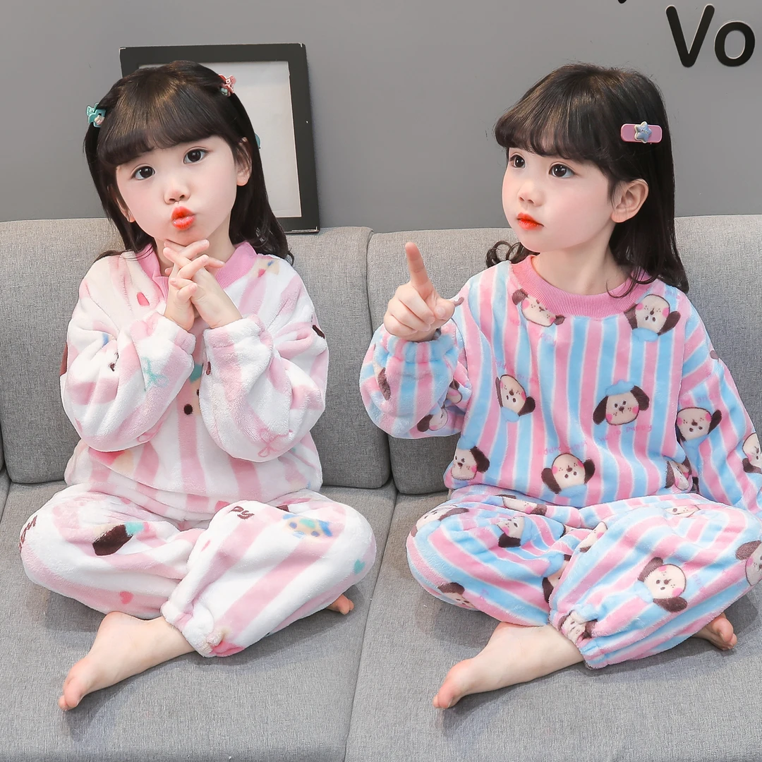 女童珊瑚绒睡衣秋冬款女孩2025新款宝宝冬季保暖法兰绒儿童家居服
