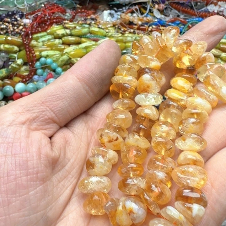 合金玛瑙/玉髓珠宝半成品一条8-10mm黄塔晶