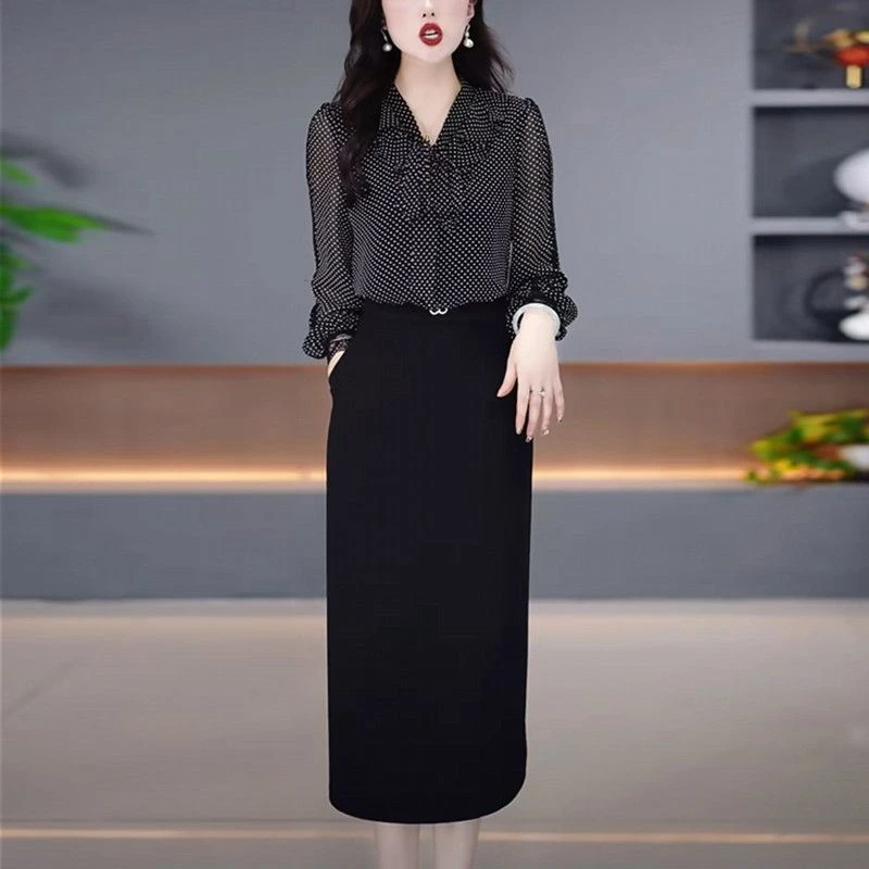 高级琉璃丝时尚洋气百搭碎花假两件礼服裙2025春夏新款显瘦连衣裙