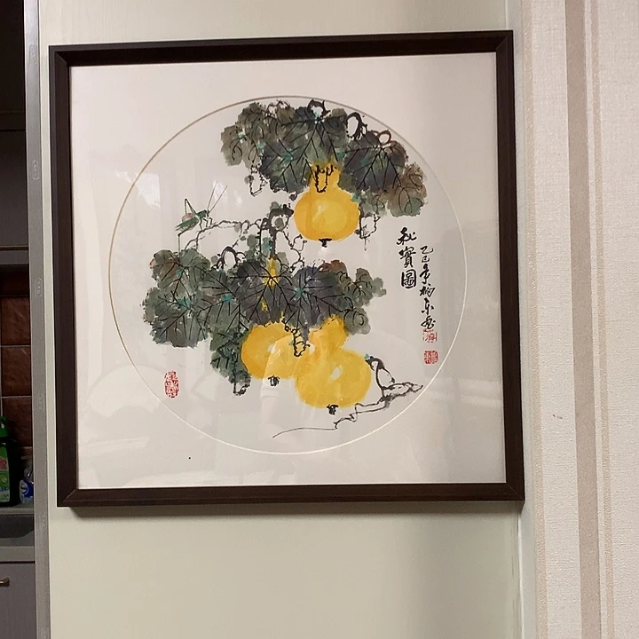 纸本手绘国画实木定制