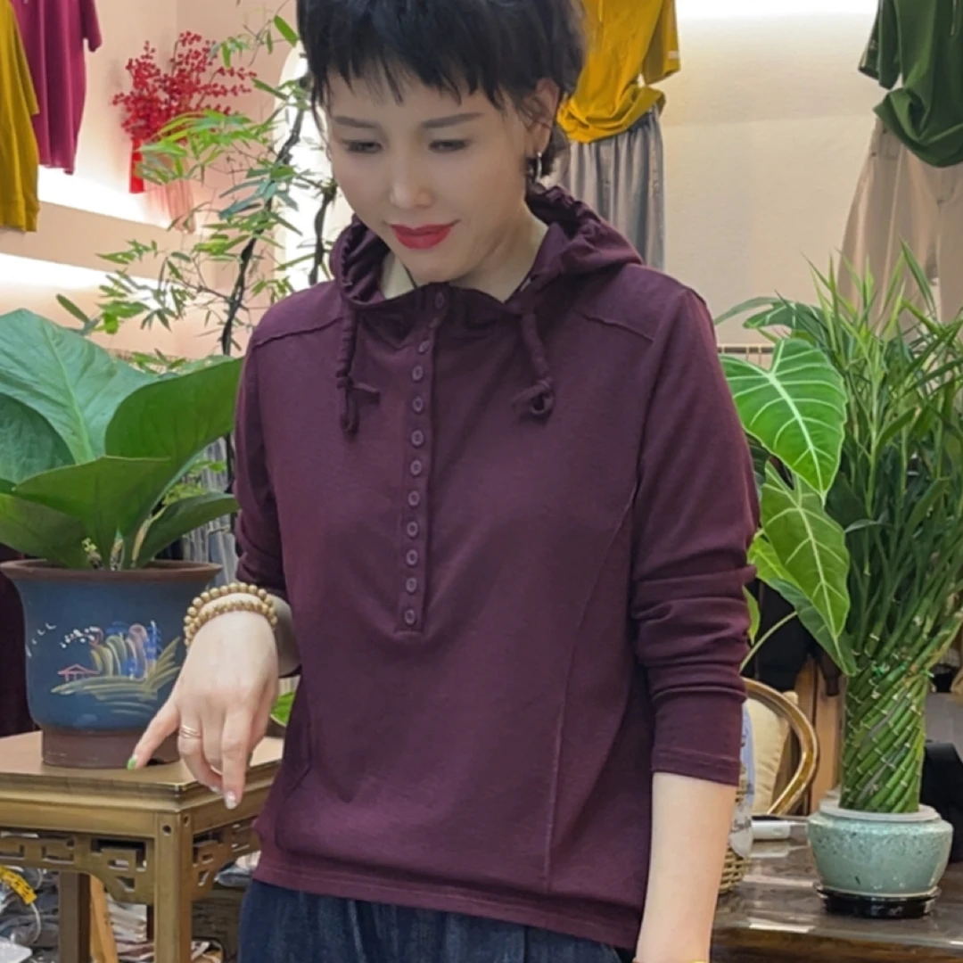 常规长袖针织连帽T恤显瘦休闲秋季