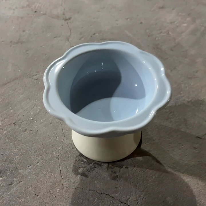 陶向日葵蓝色高脚微瑕