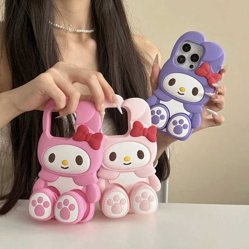 苹果｜软萌美乐蒂支架卡通适用iPhone 16可爱创意女款硅胶手机壳