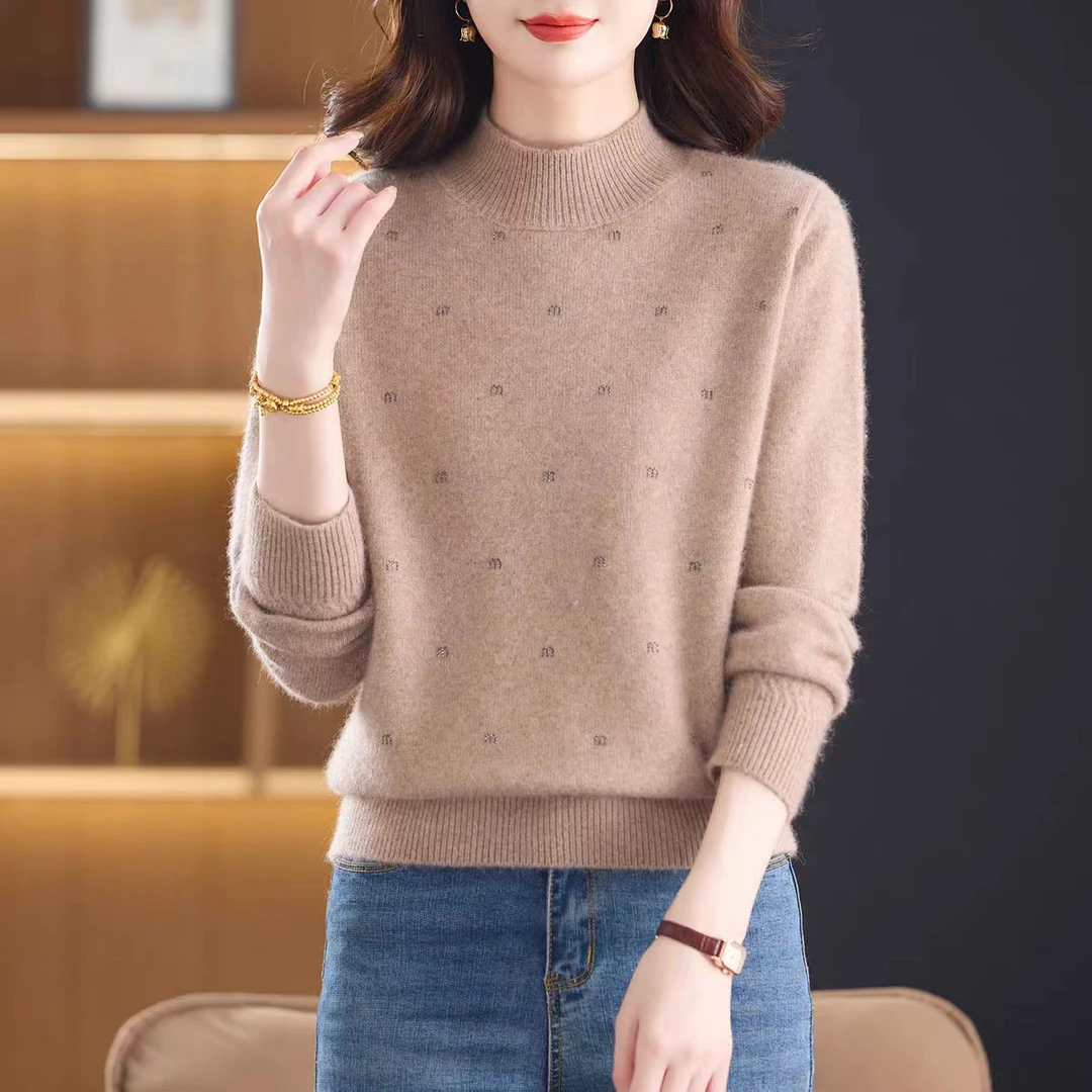 重工雪花满天星烫钻黄 金 貂绒毛衣衫