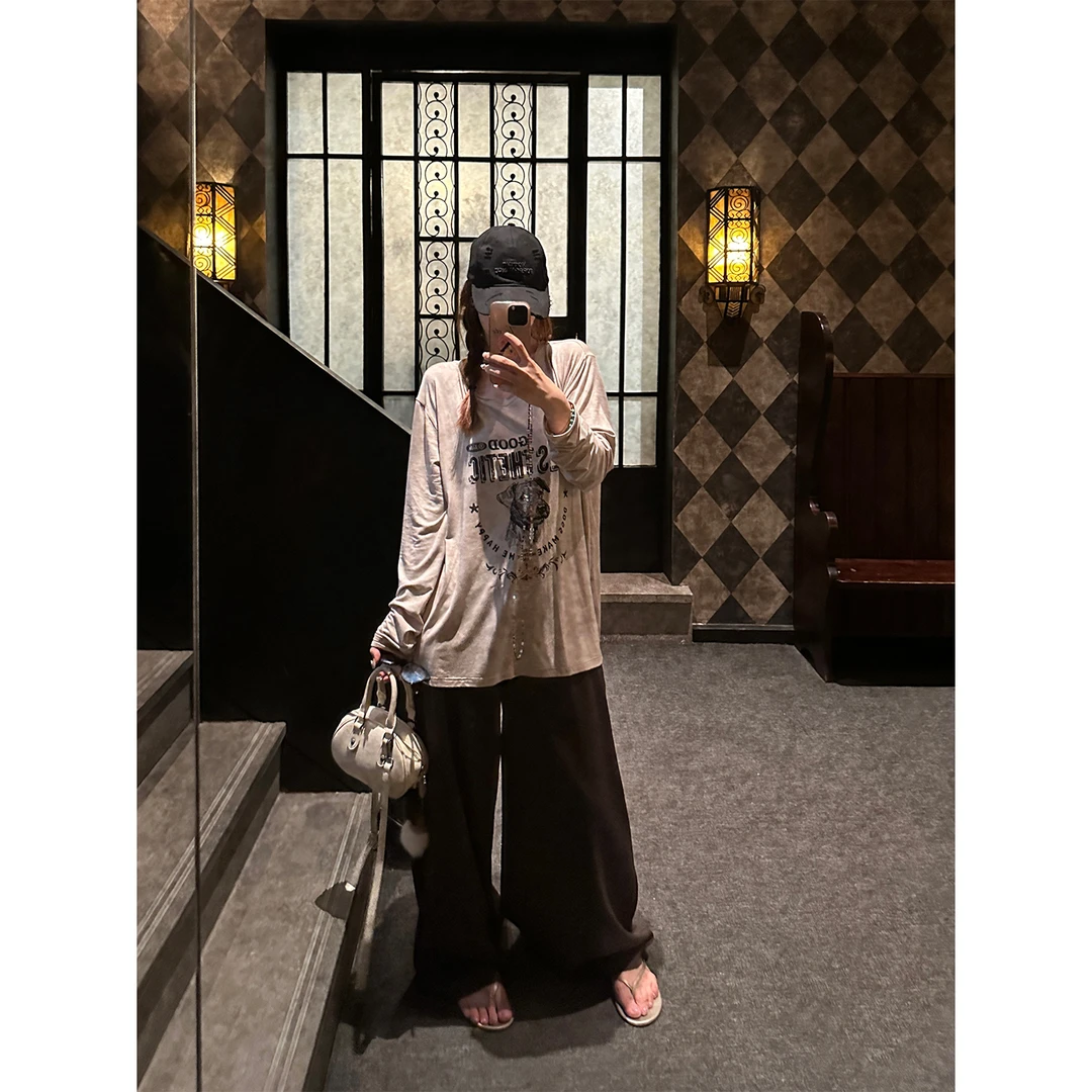 DYANGJUN【懒懒t】夏季新款休闲印花宽松慵懒大版t