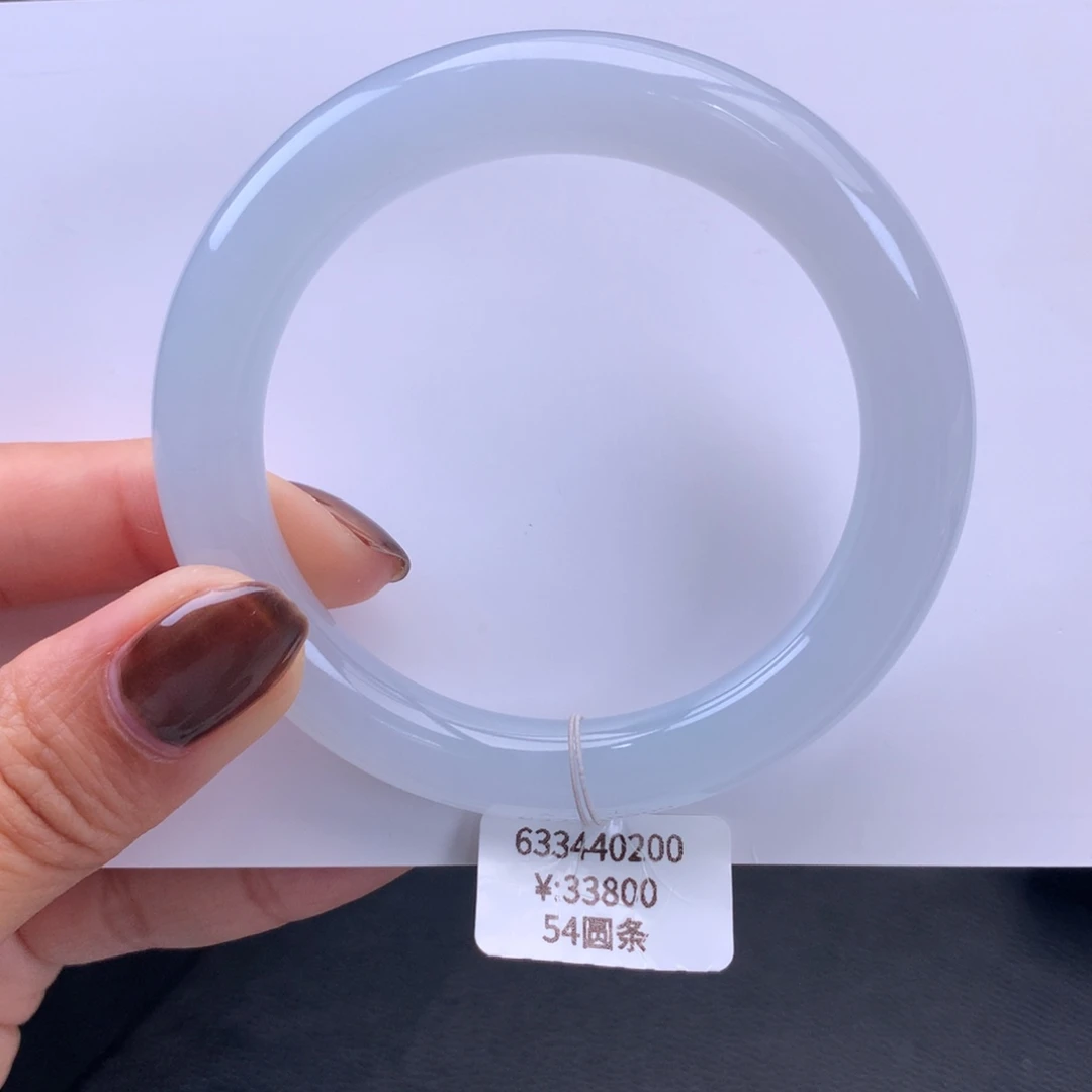 翡翠手镯未镶嵌冰胶白月光圆条手镯