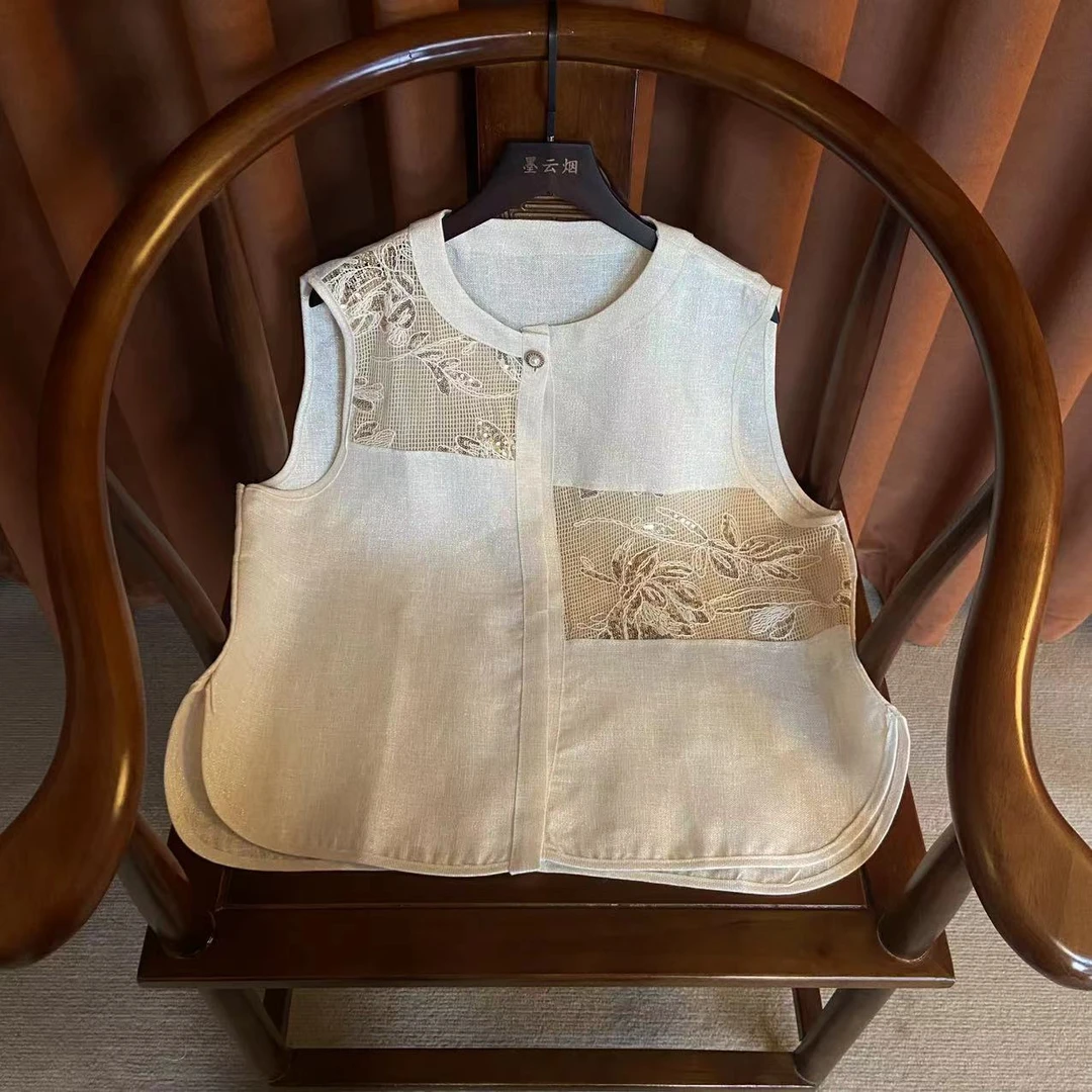 【雪柳】新款国风马甲气质纯色高档时尚民族风上衣新中式春季马夹