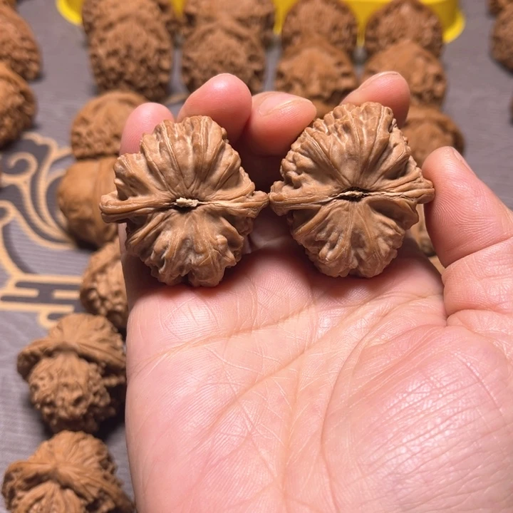 核桃把件炬白狮子文玩核桃