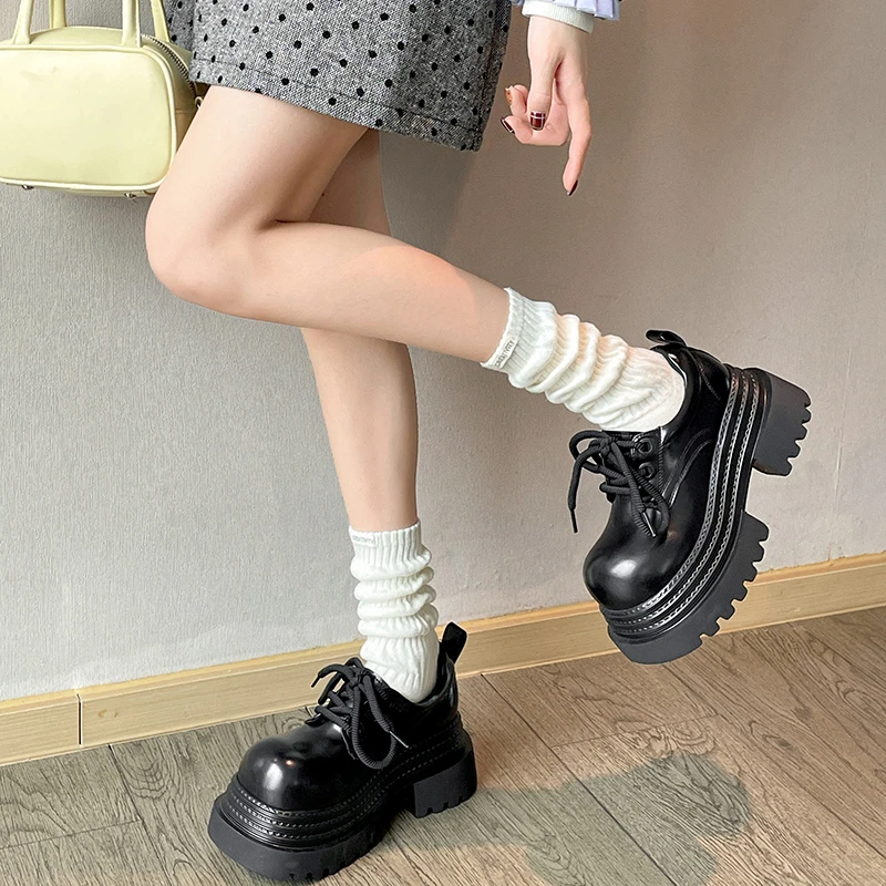 南在南方百搭黑色厚底小皮鞋女2025新款秋冬配裙子复古玛丽珍单鞋