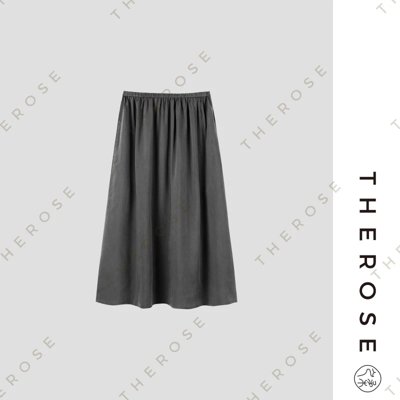 之柔【苏州夜游】日本进口亲肤舒适优雅清凉雾面哑光松紧腰半身裙女