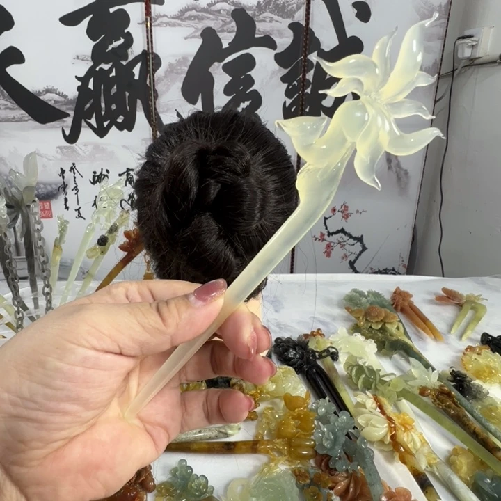 定制蛇纹石玉书*?毛货发饰