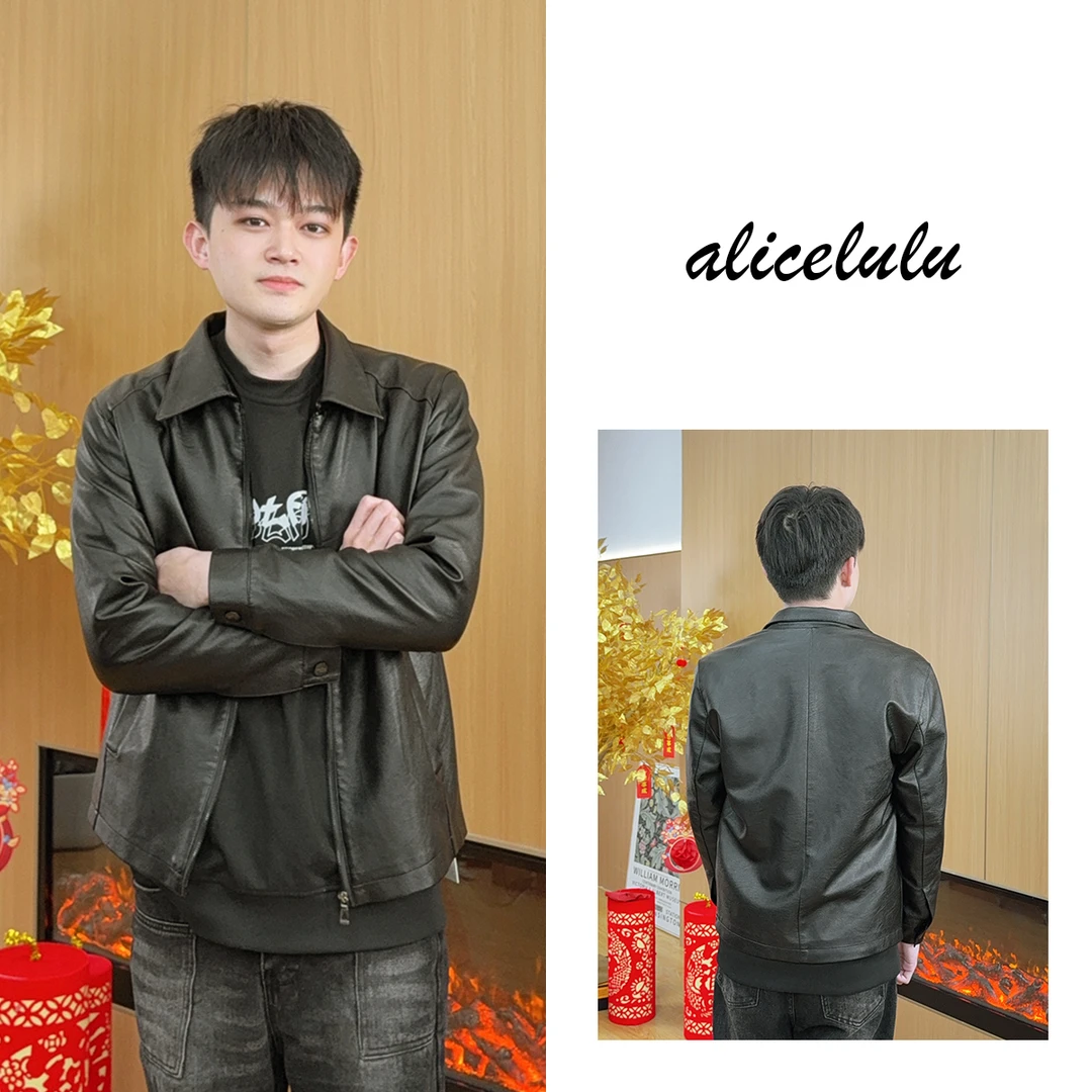 4 ALICE 潮流搭子短外套柔软皮质 男款翻领 S2140653Ur