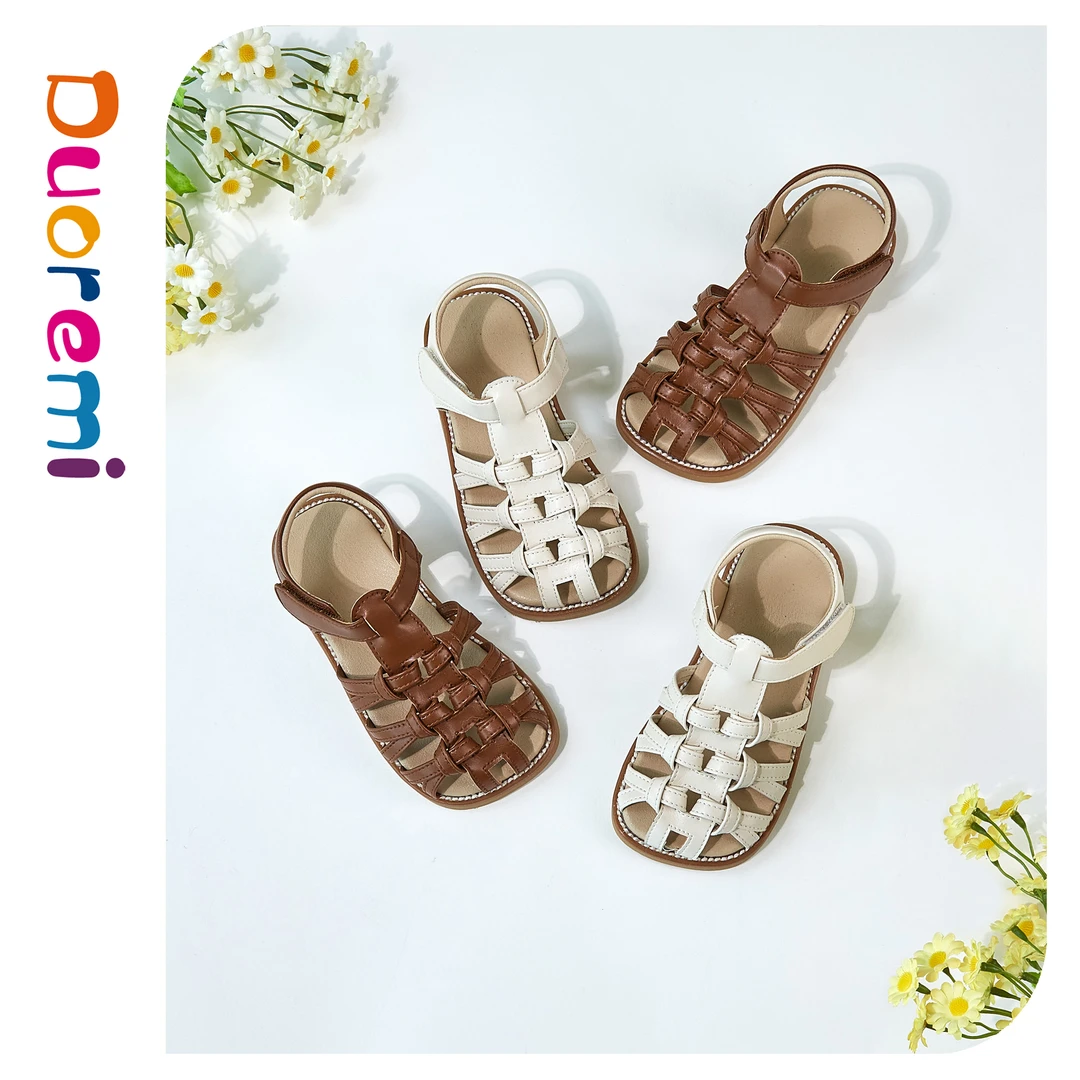 Duoremi夏季凉鞋BR2427百搭复古镂空包头罗马编织软底宝宝鞋