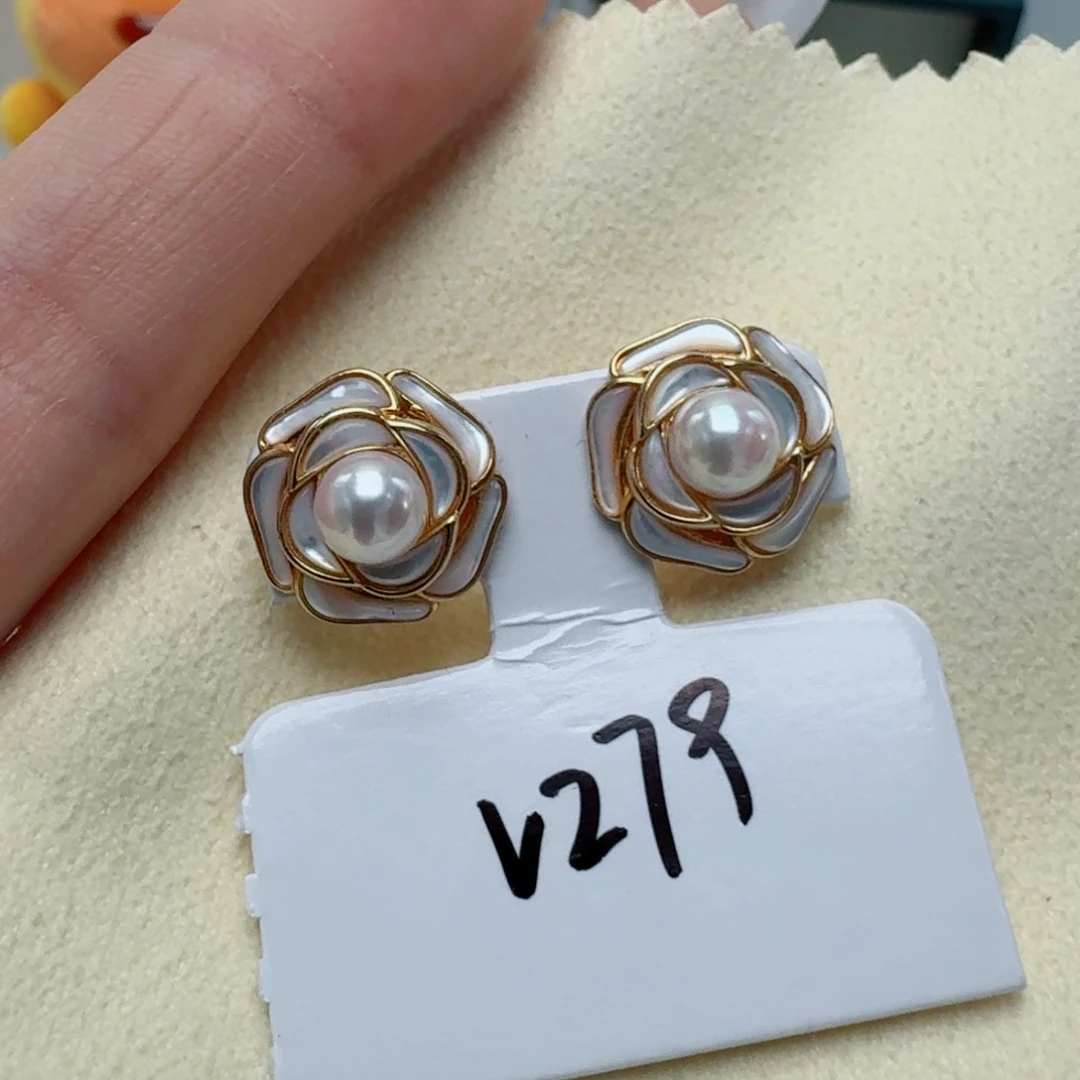 银S925镶嵌耳饰海水珍珠@@c279