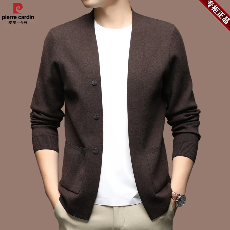 【皮尔卡丹国际大牌】高档男士羊毛衫时尚潮流针织开衫春秋毛衣外穿