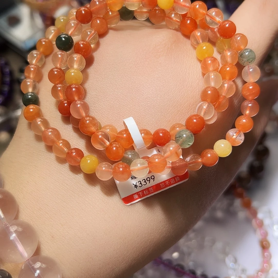 水晶手链未镶嵌彩兔毛多圈