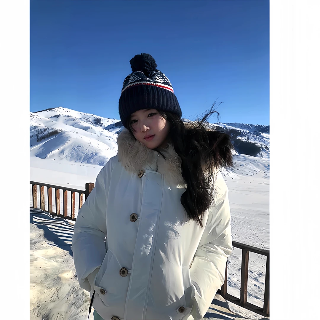 白色毛领可拆卸棉服派克羽绒i服女新款加厚保暖连帽外套女冬季