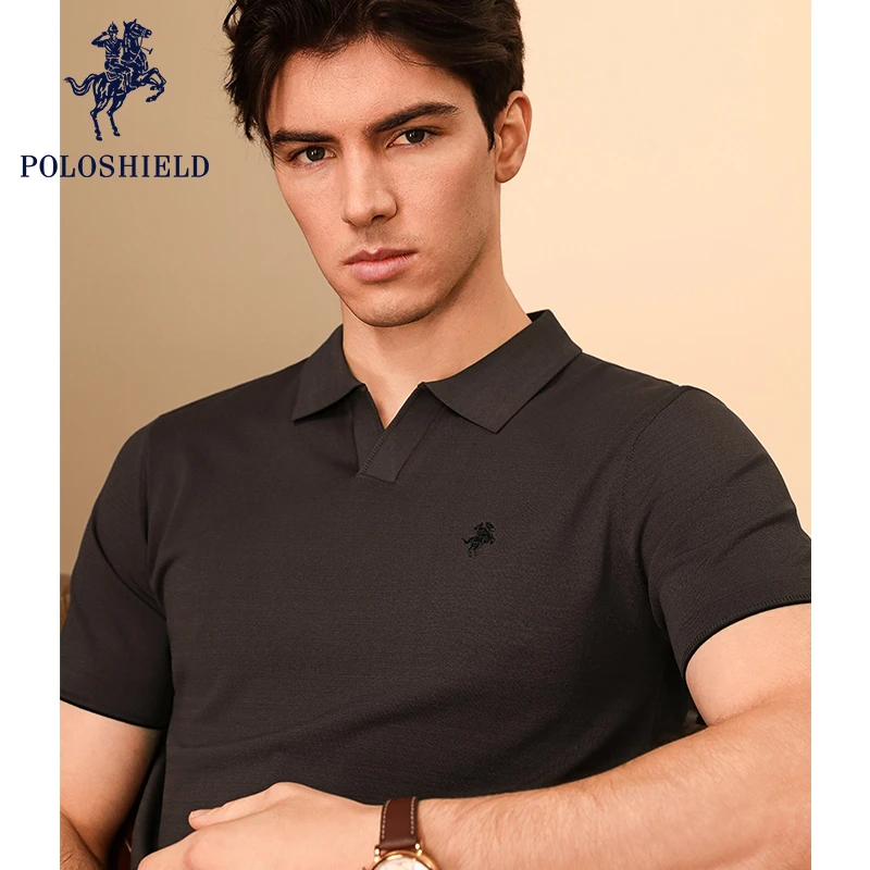 POLOSHIELD保罗希尔德夏季海鸥领短袖t恤男2025新款休闲翻领透气