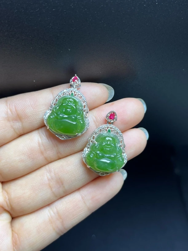 西亚珠宝BY96-和田玉碧玉吊坠多样性发其一