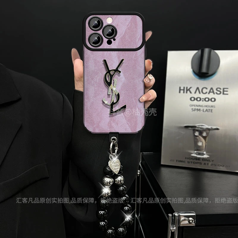 适用【苹果/oppo/华为/vivo/小米】大视窗紫毛皮SY标防摔手机壳女款