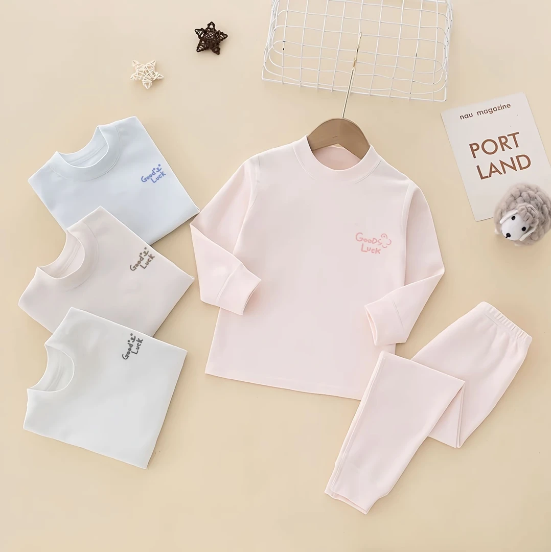 A类休闲风秋冬保暖家居服套装中大童内衣套