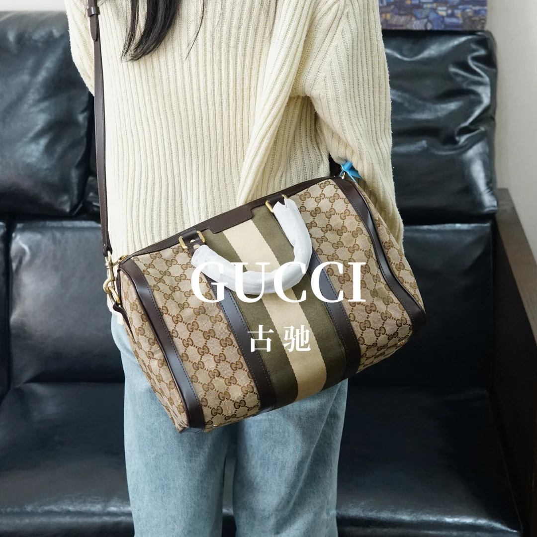95新 GUCCI/古驰 老花枕头包/F4BB07618056/8056