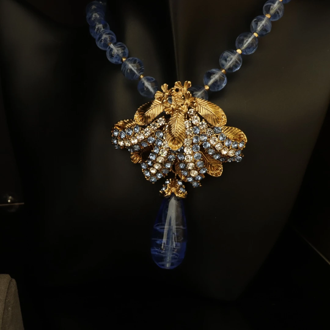 合金玻璃项链 中古复古项链LXX项链